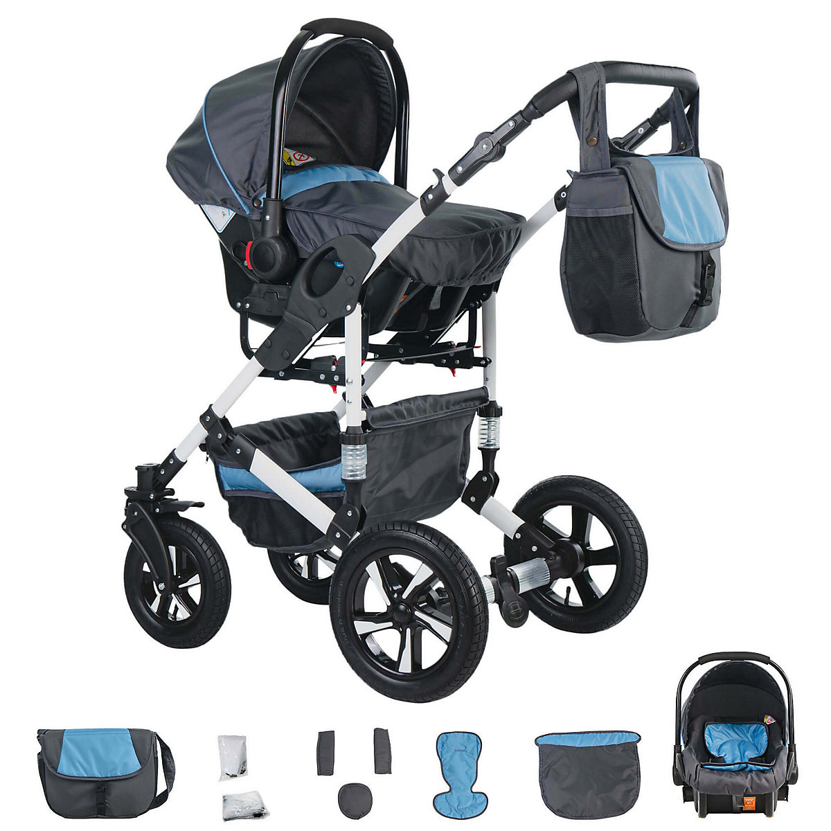 Hamburg | 3 in 1 Kombi Kinderwagen Komplettset | Hartgummireifen Kombikinderwagen