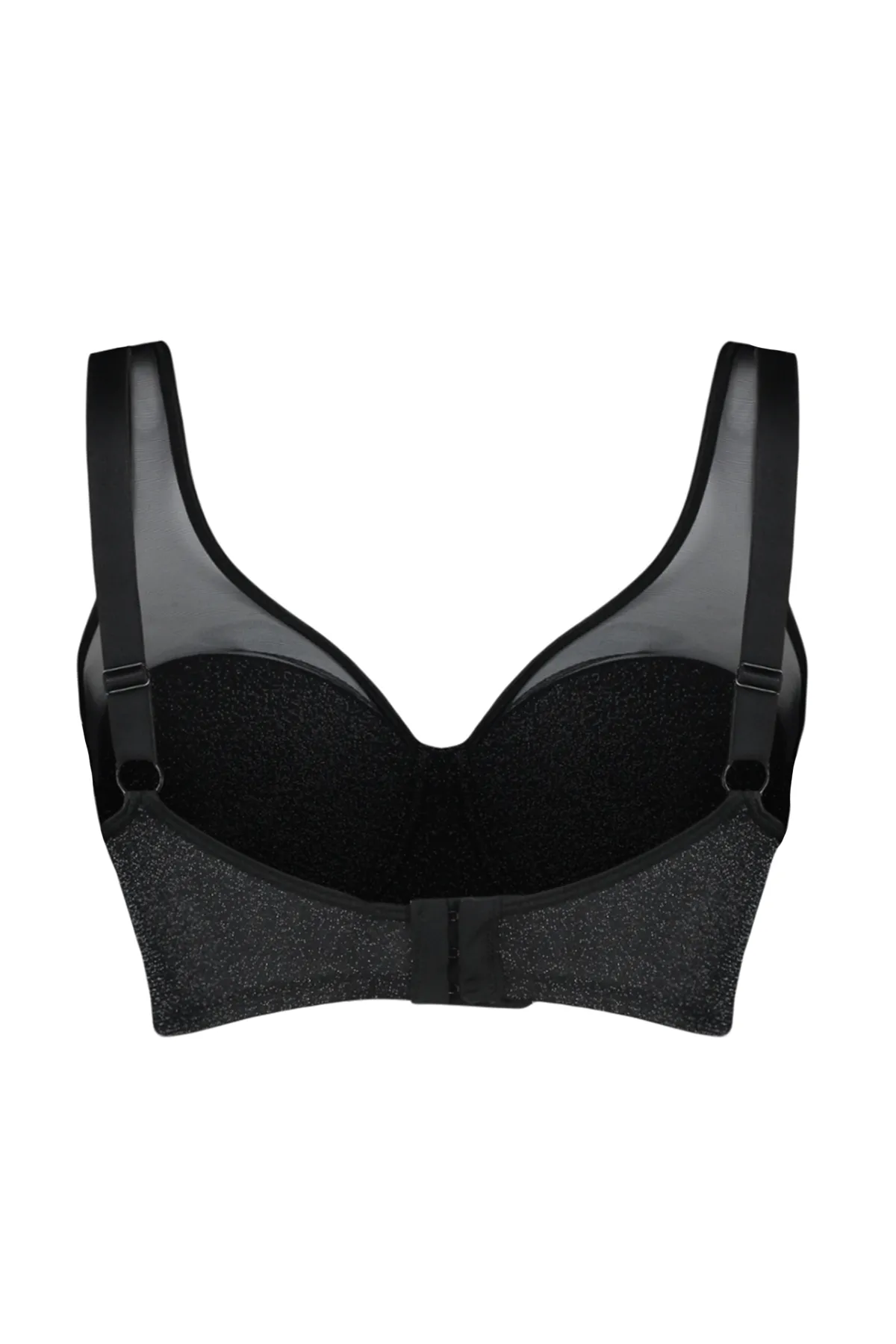 Trendyol Curve  Schwarzer, mit Glitzer überzogener Netz-BH TBBAW24CW00006