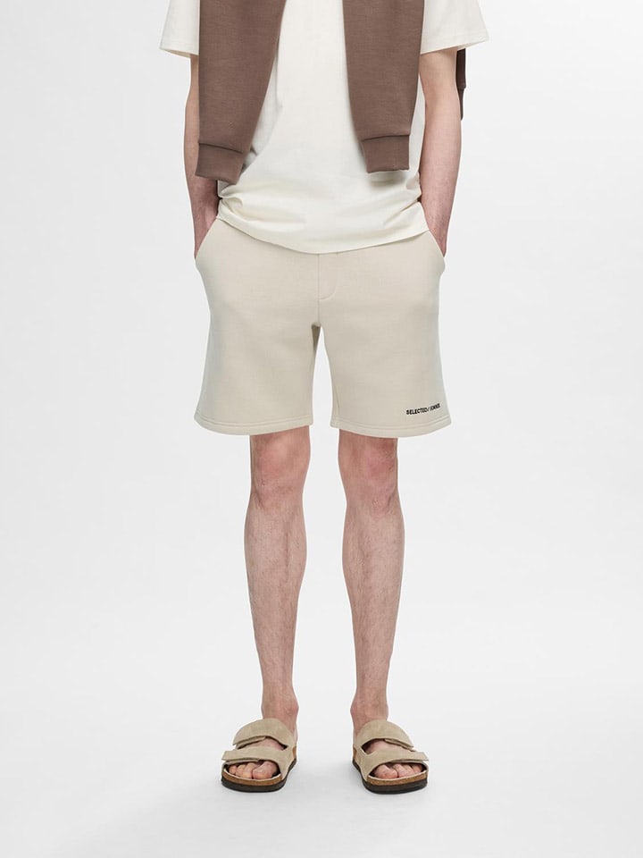 SELECTED HOMME Sweatshorts in Creme günstig kaufen