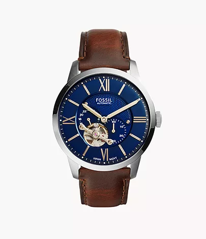 Fossil Herrenuhr Townsman Automatik Leder Braun