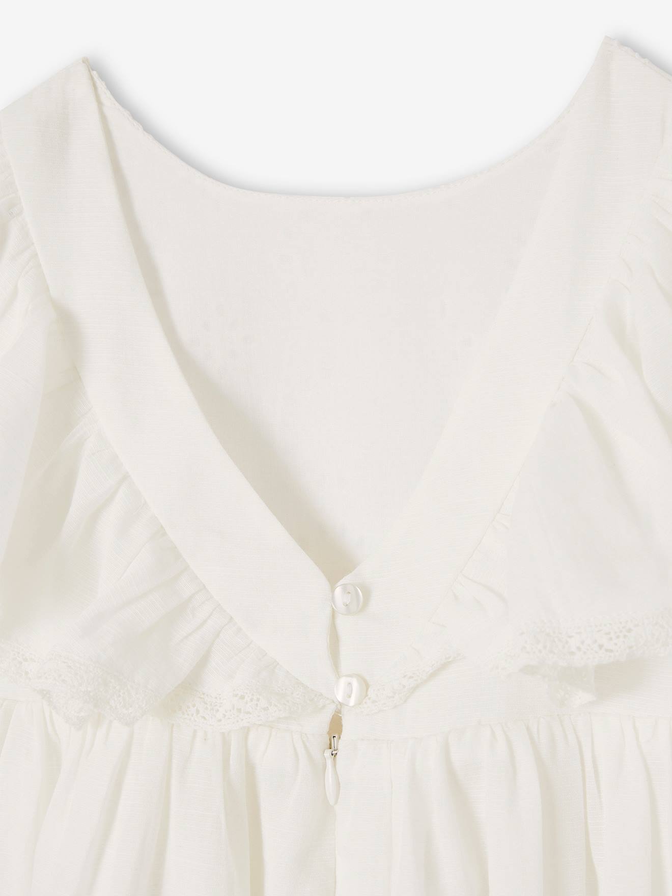 Robe de cérémonie détails broderie anglaise fille écru