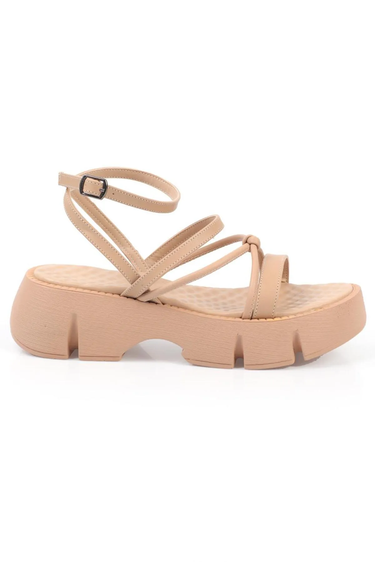 Capone Outfitters  Capone Damen-Sandalen mit dickem Sohlen-Knöchelriemen und bequemer Sohle in Beige