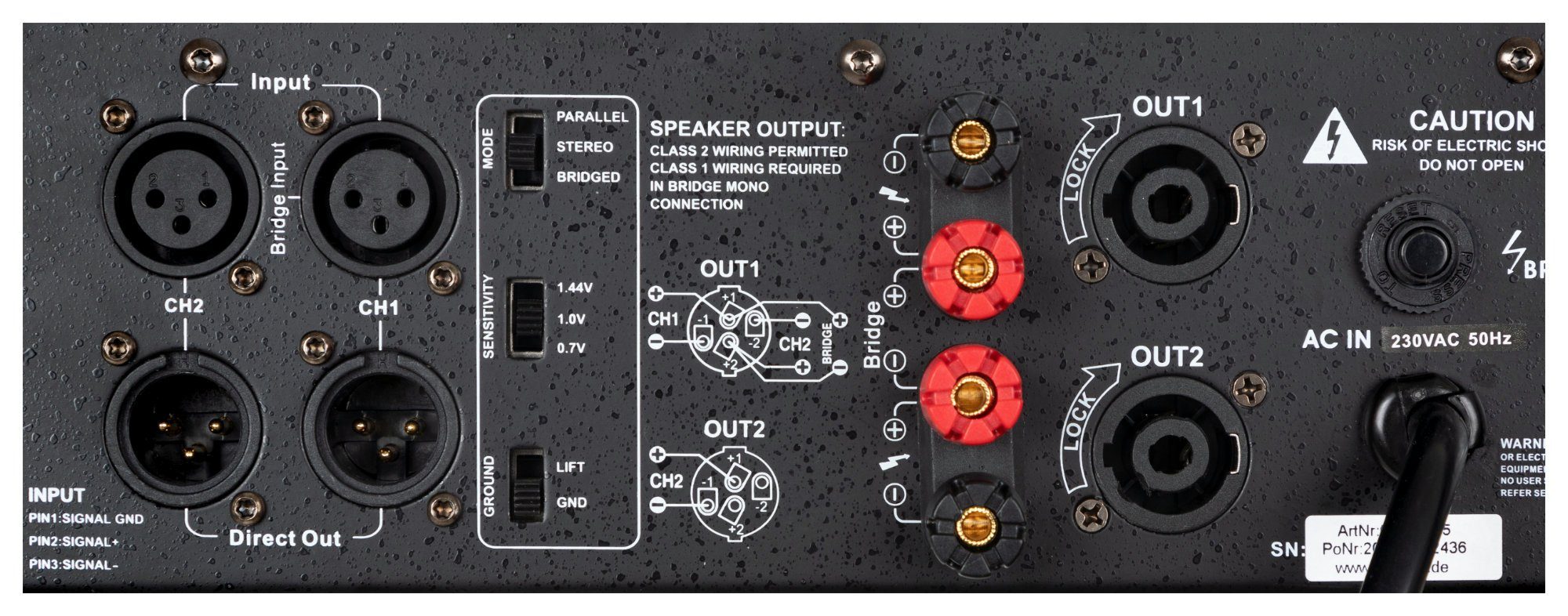 Pronomic XA-800 Endstufe 2x 800W/4 Ohm, 2x 1300W/2 Ohm, 2x 1900W Audioverstärker (2600 W, Schaltungstype: Class H)