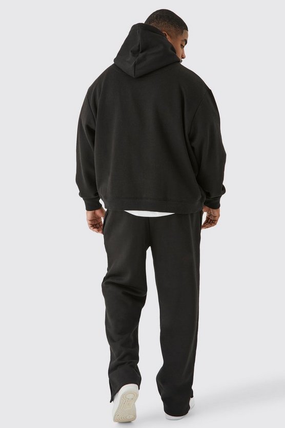 Plus kastiger Oversize Trainingsanzug mit geteiltem Saum