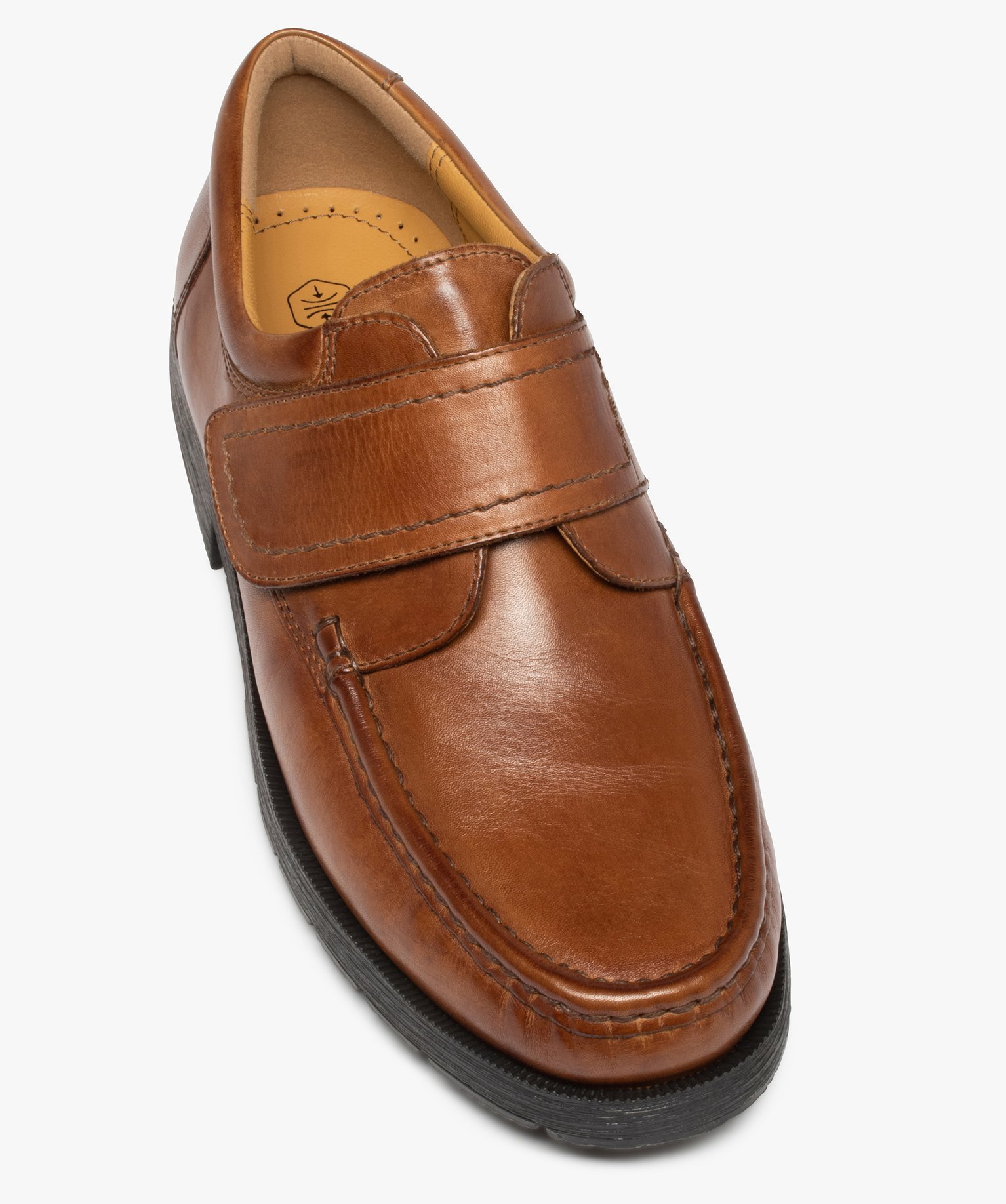 Chaussures bateau homme confort dessus cuir uni marron | GEMO