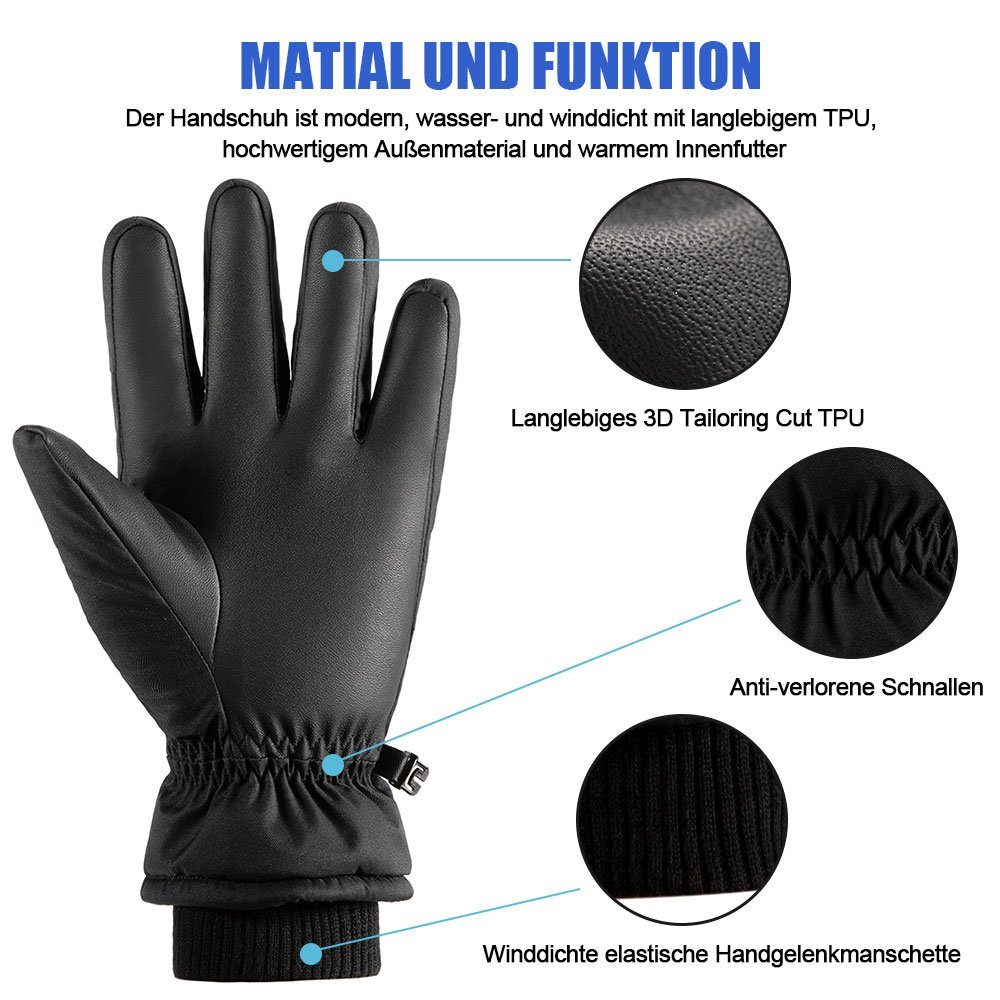 Sunicol Skihandschuhe Winter Fahrrad Handschuhe Themro Fleece Winterhandschuhe (Pack) Ski Wasserdicht