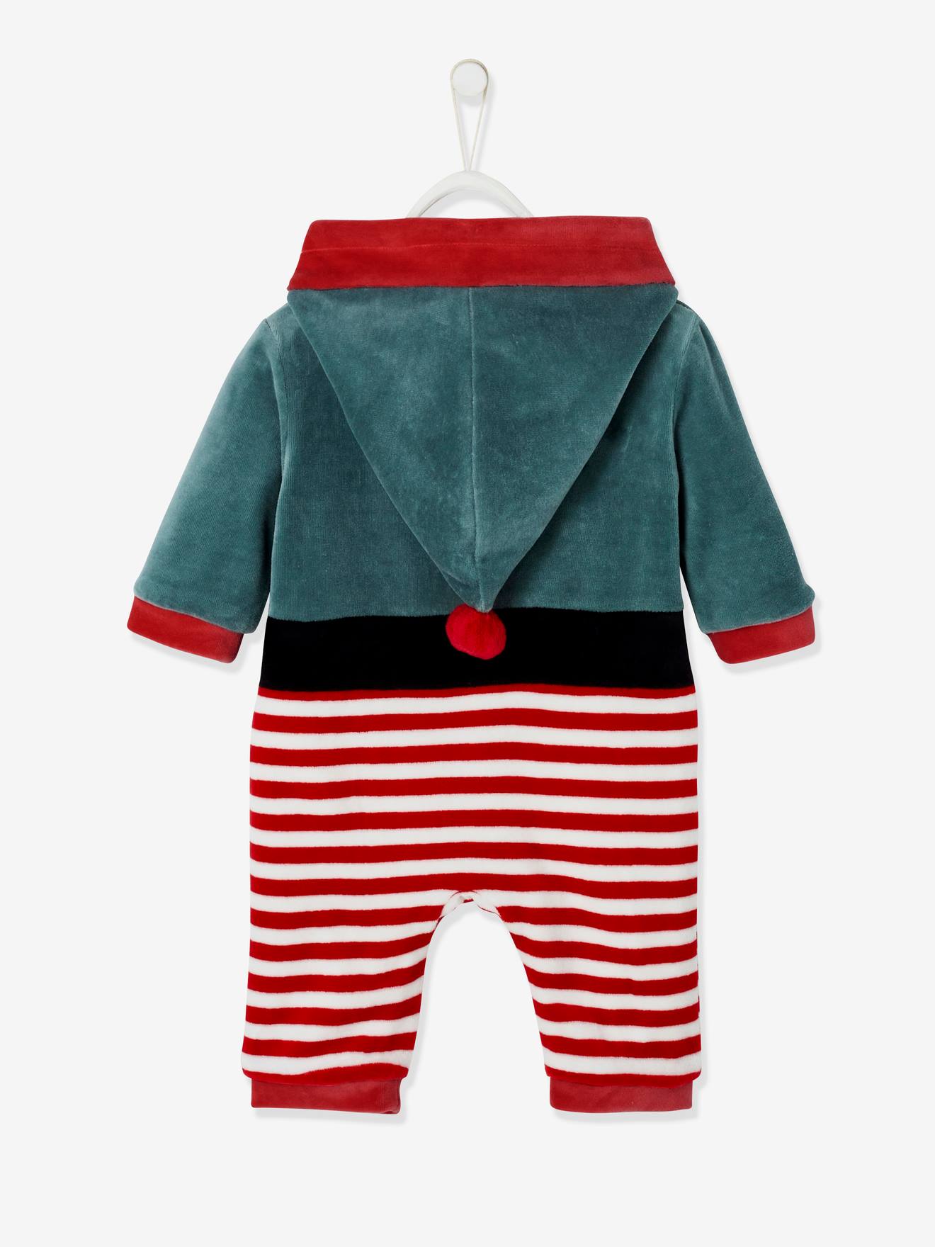 Surpyjama en velours lutin mixte bébé rouge brique