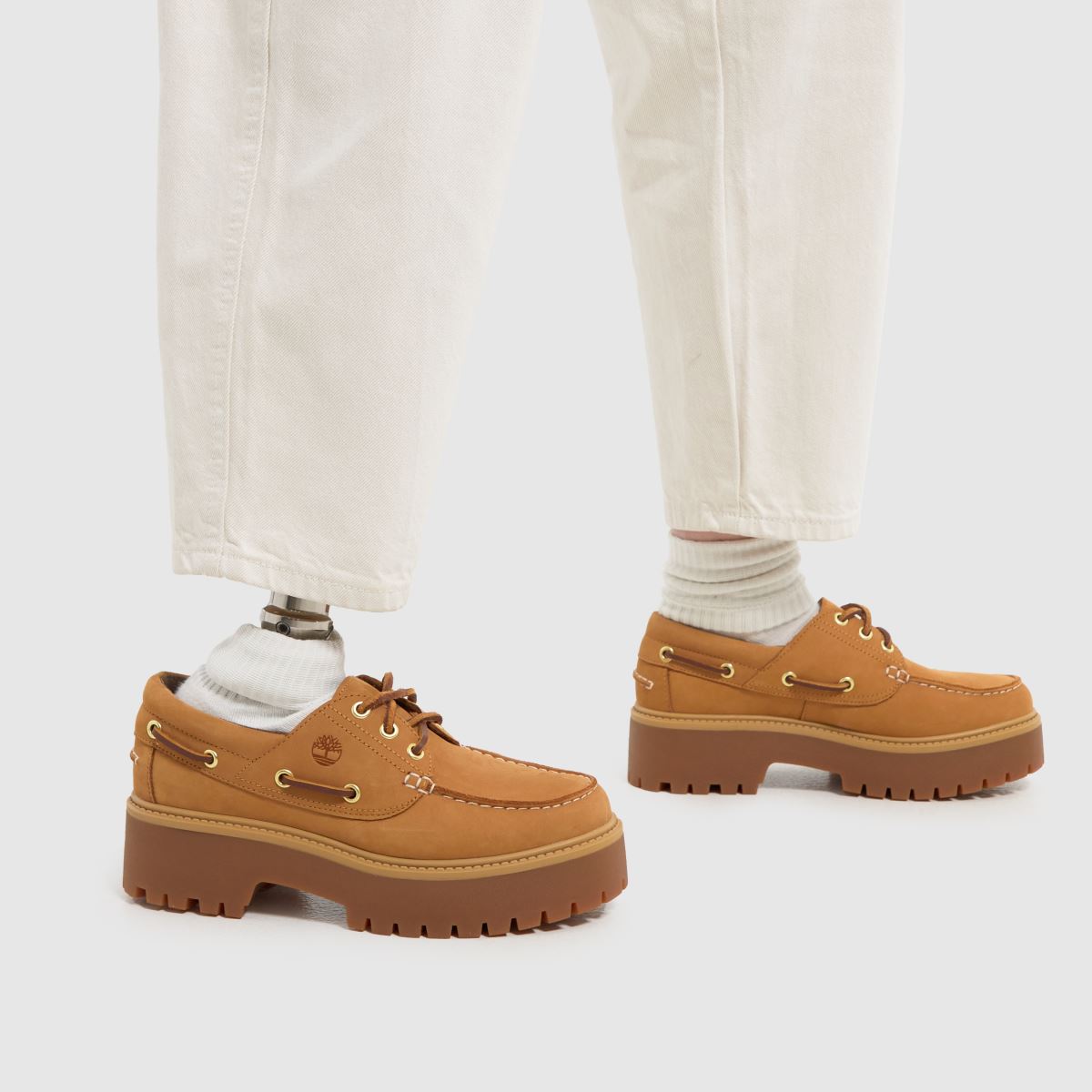 Timberland – Stone Street – Naturfärgade platta skor med båtmotiv