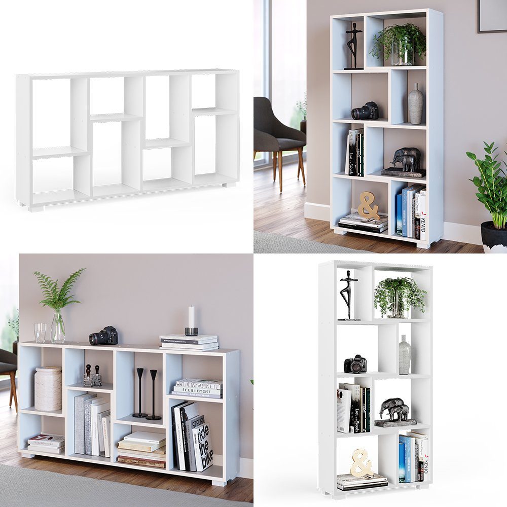 Vicco Raumteiler Bücherregal Standregal DOMUS 8 Fächer Weiß