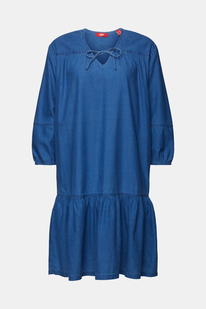 Chambray-Kleid mit Rüschen- und Binde-Details