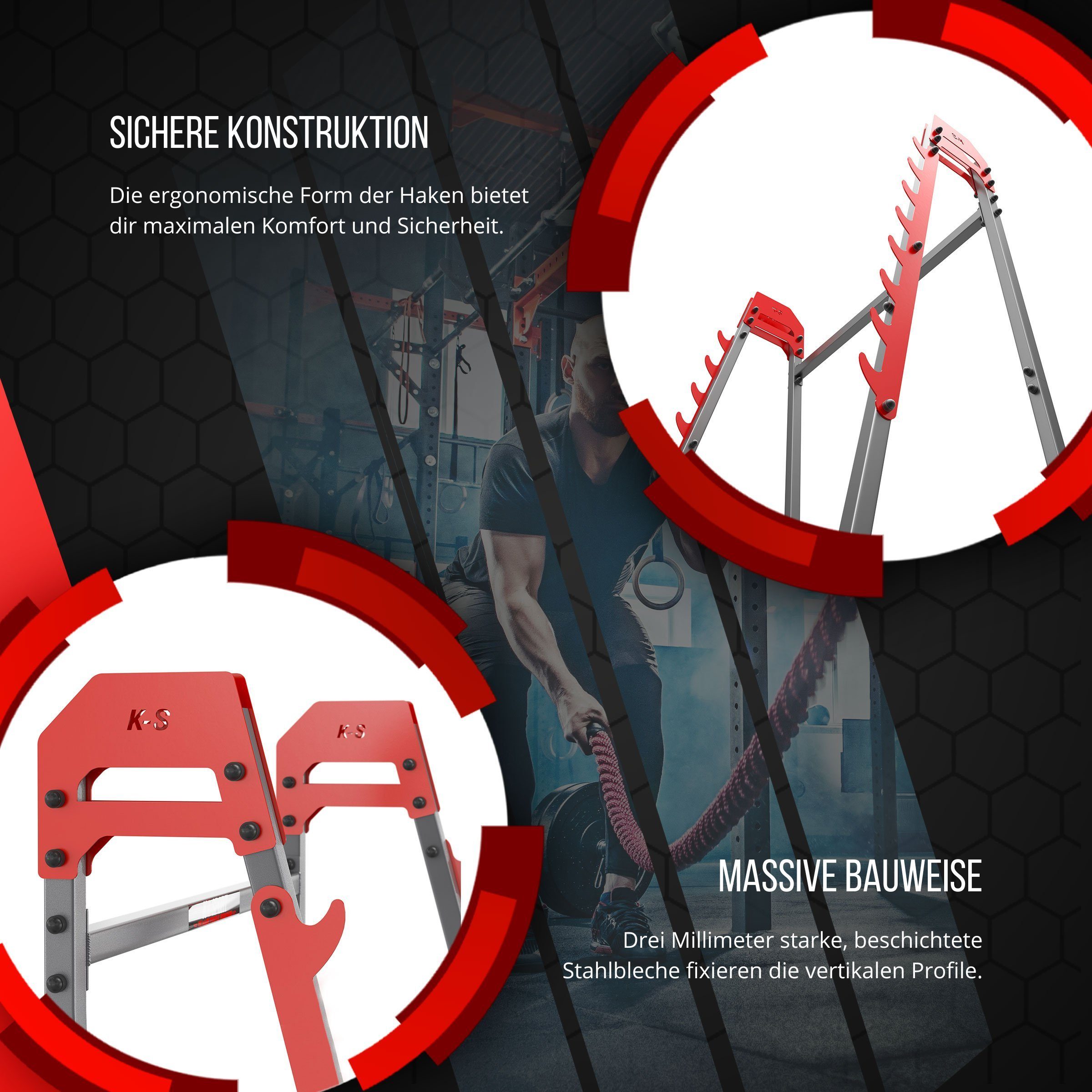 K-SPORT Kraftstation Langhantelablage bis 280 kg belastbar, (Squat Rack, Kniebeugeständer), Made in EU!