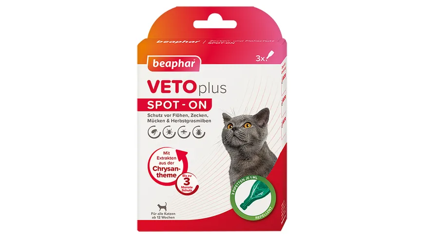 beaphar VETOplus Spot-On Katzen ab 12 Wochen Insektenschutzmittel 3 ml