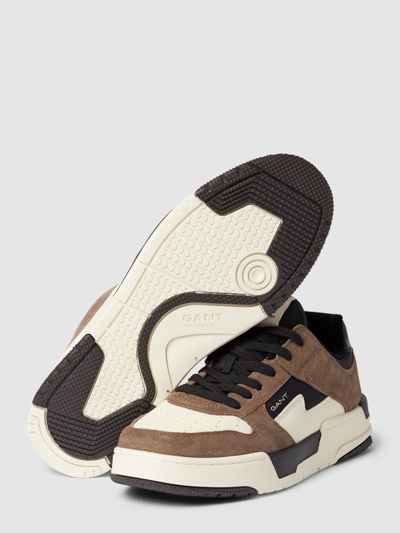 Sneaker mit Kontrastbesatz Modell 'Brookpal' in dunkelbraun
