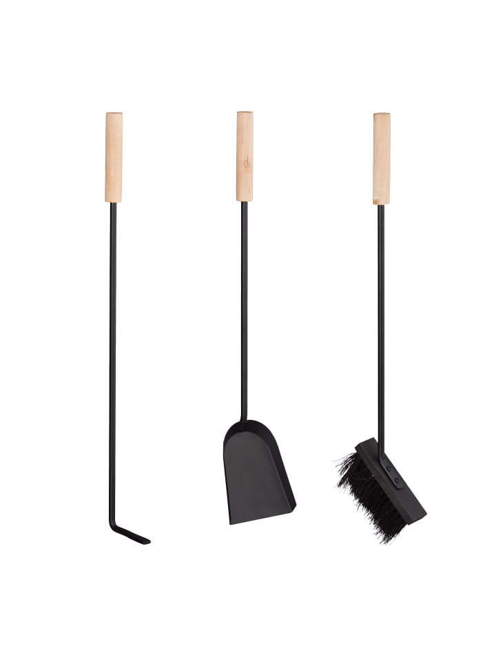 relaxdays 4 teiliges Kaminbesteck in Schwarz günstig kaufen onesize