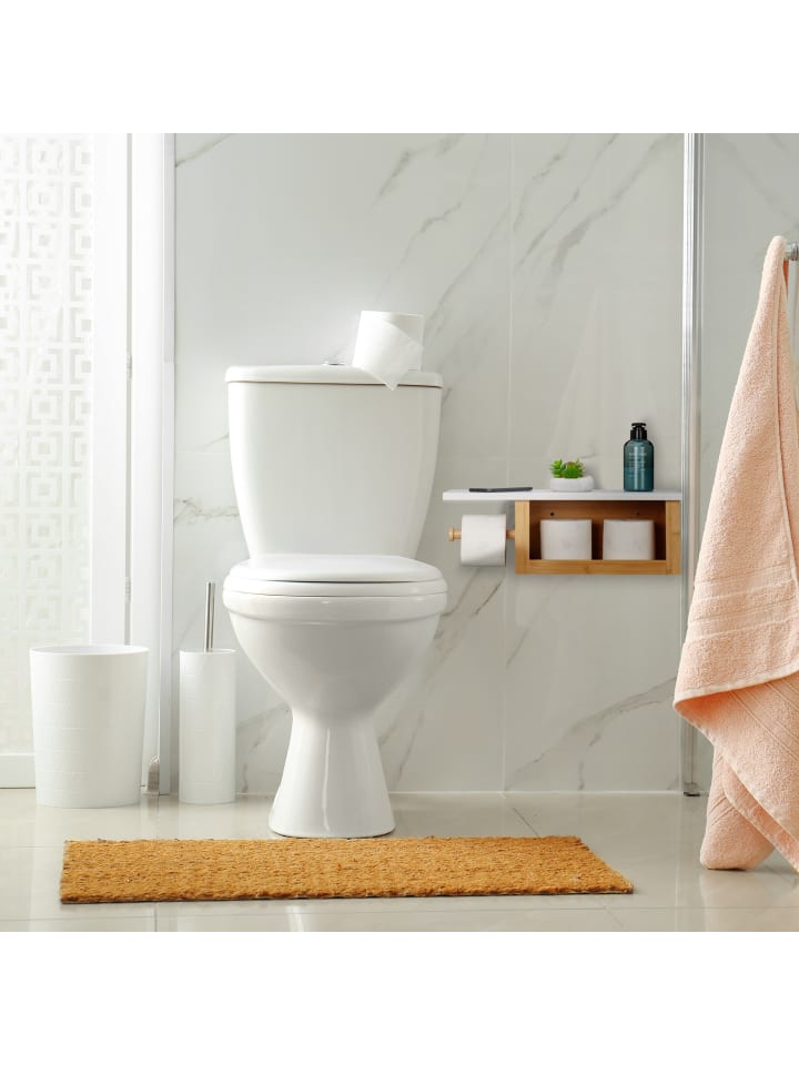 relaxdays Toilettenpapierhalter in Natur/ Weiß günstig kaufen onesize