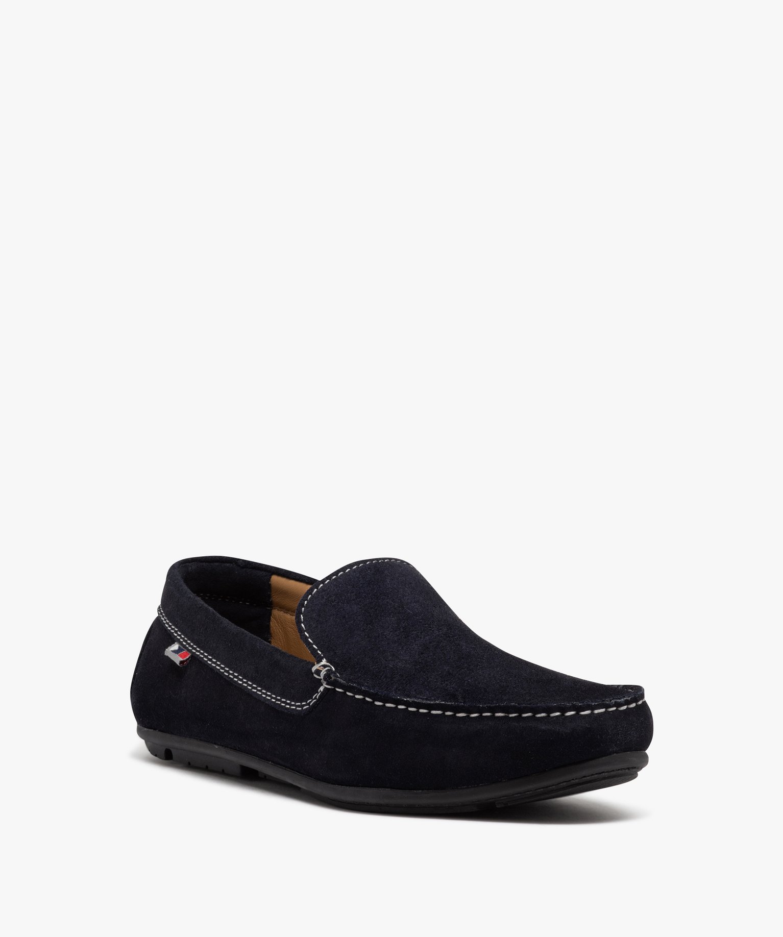 Mocassins homme unis en cuir velours marine | GEMO