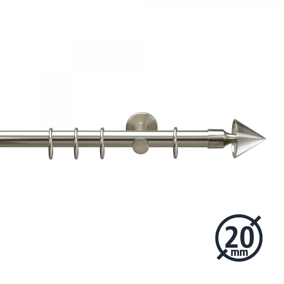 Bella Casa Gardinenstange, Stilgarnitur, Komplettgarnitur - Drehfix Kegel ø 20 mm, 200 cm edelstahl-optik
