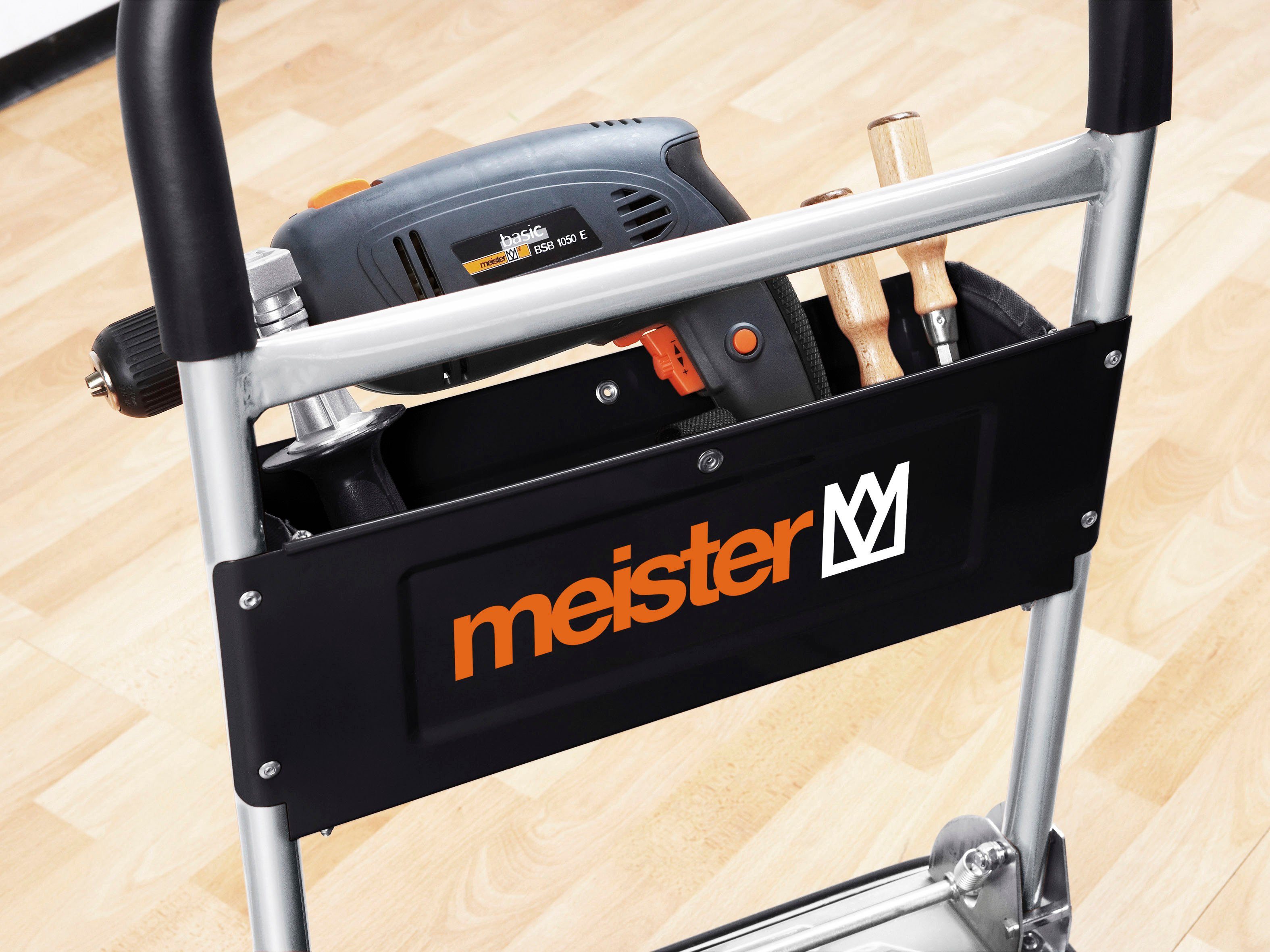 meister Transportwagen cut-off, Klappwagen / 8985620, bis 150 kg Tragkraft, Feststellbremse, Lenkrollen, Antirutschbesch.