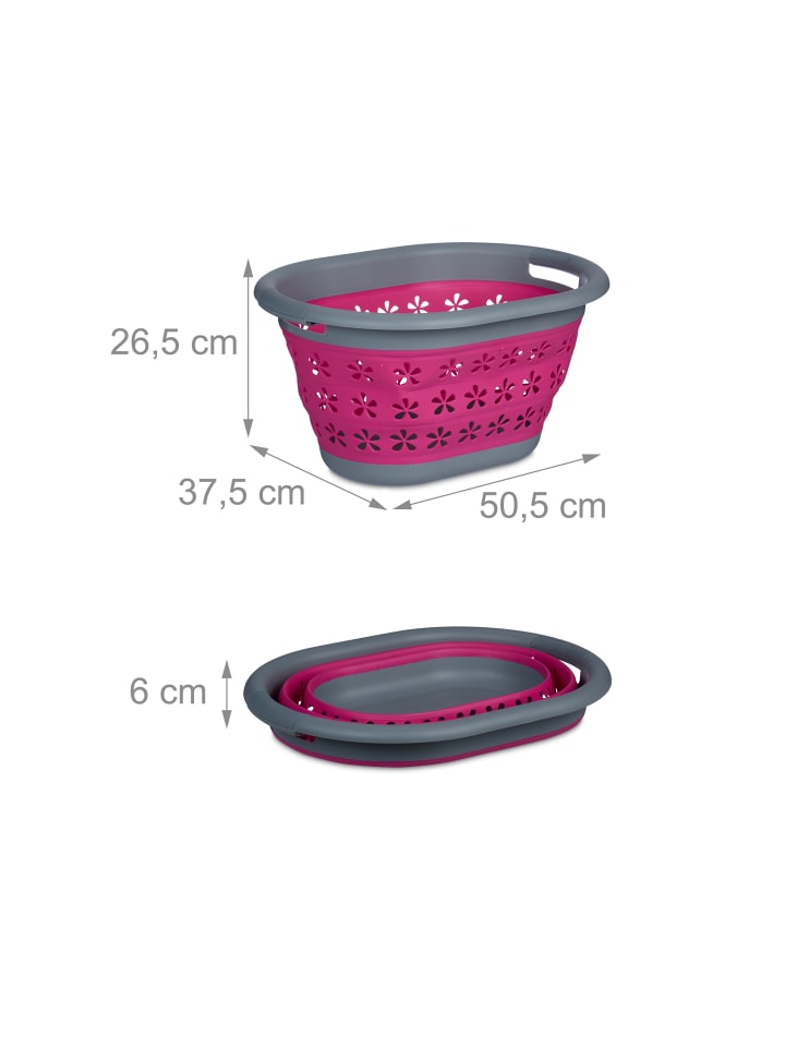 relaxdays Wäschekorb in Pink/ Grau - 17 l günstig kaufen onesize