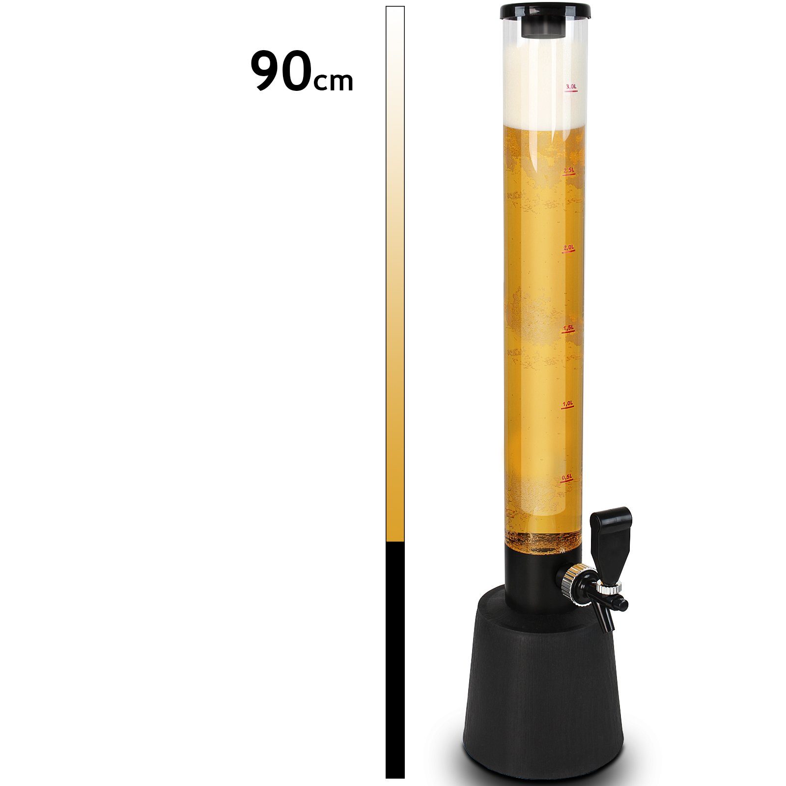 Jago Bierzapfanlage Biersäule mit Zapfhahn - 3.5L, 90cm hoch, mit Ständer, BPA-frei