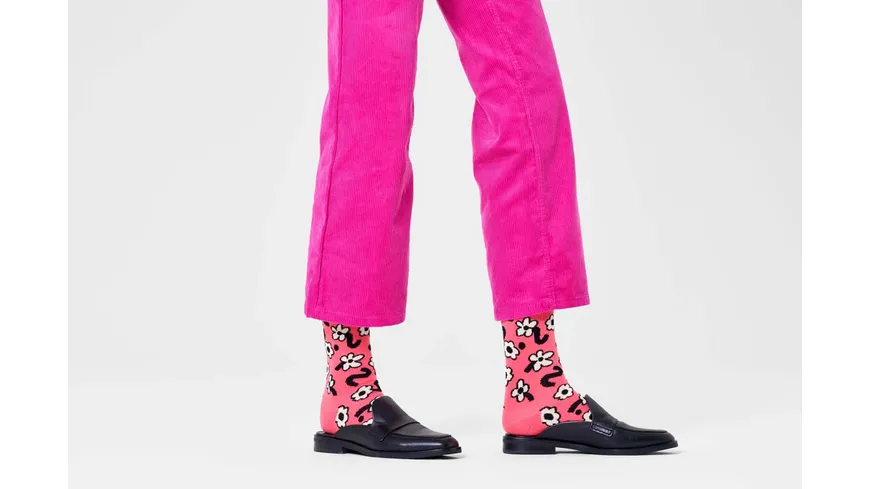 Happy Socks Damen Socken Dancing Flower Dark Pink