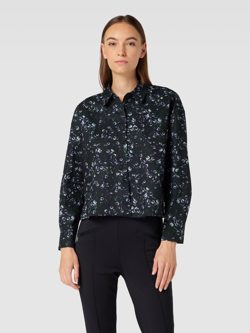 Bluse mit floralem Allover-Muster in schwarz