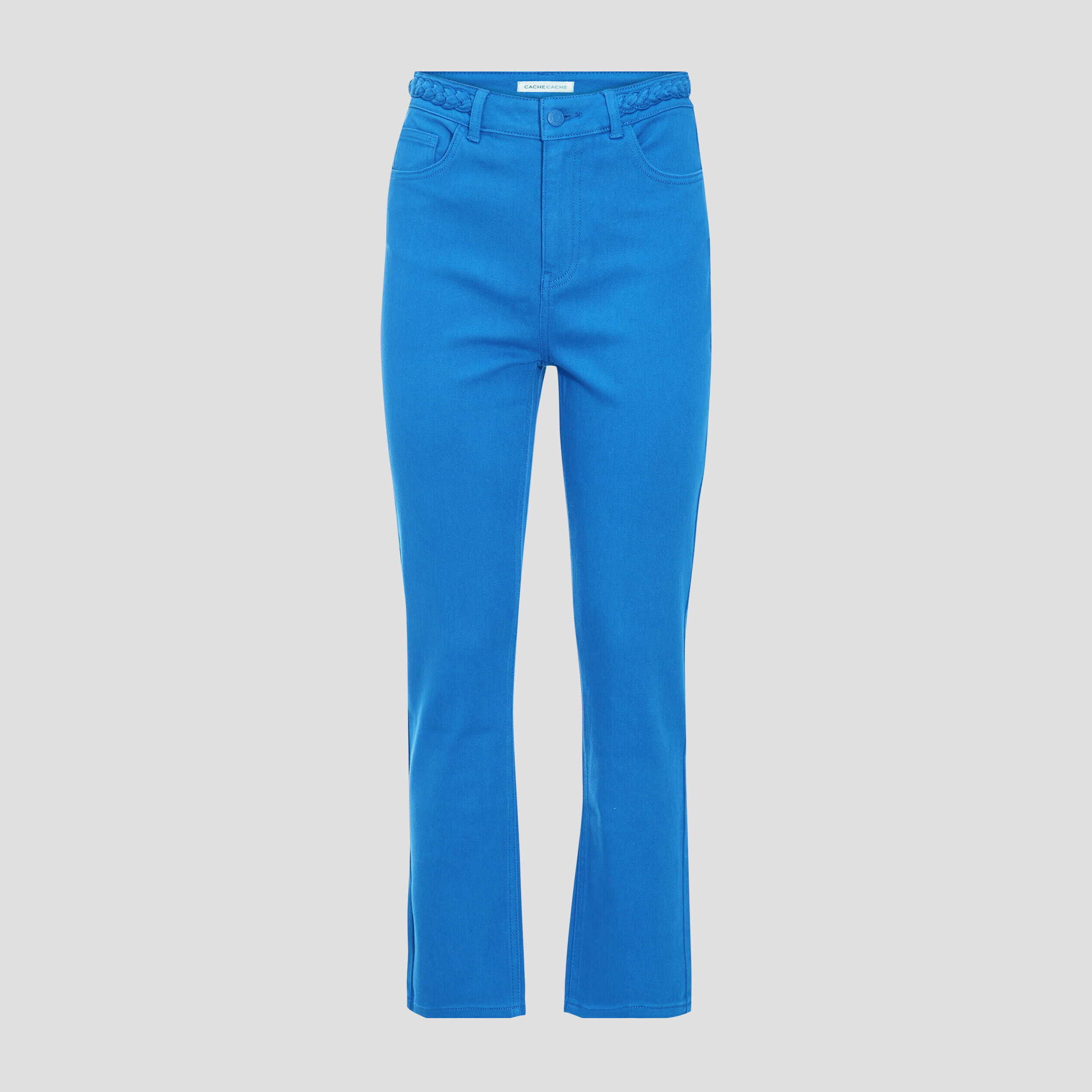 Jeans regular détails tressés bleu femme | Cache Cache