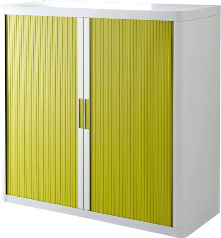 Paperflow EasyOffice Rollladenschrank PS (Polystyrol), Stahl 2 Abschließbar 1.100 x 415 x 1.040 mm Grün, Weiß
