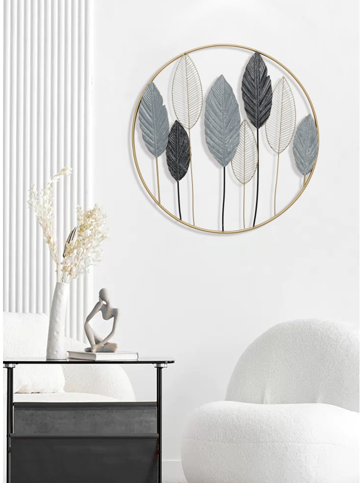 kobolo Metallbild FOGLIA in Grau günstig kaufen onesize