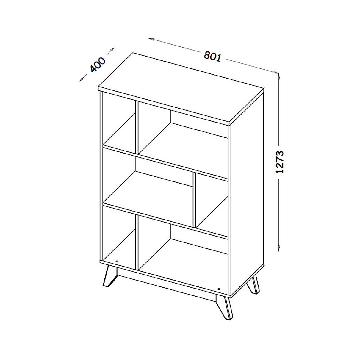 Regal Bücherregal Seven 80x40x127,5cm Nash Eiche Andersen Kiefer
