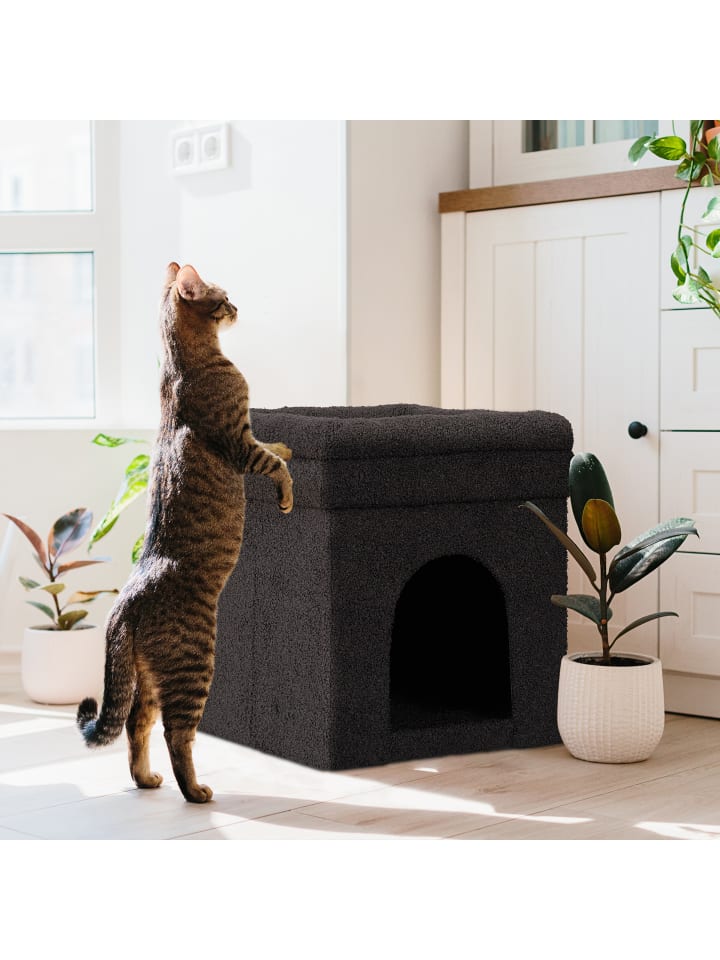 relaxdays Katzenhöhle in Schwarz -  (B)38 x (H)42 x (T)38 cm günstig kaufen onesize
