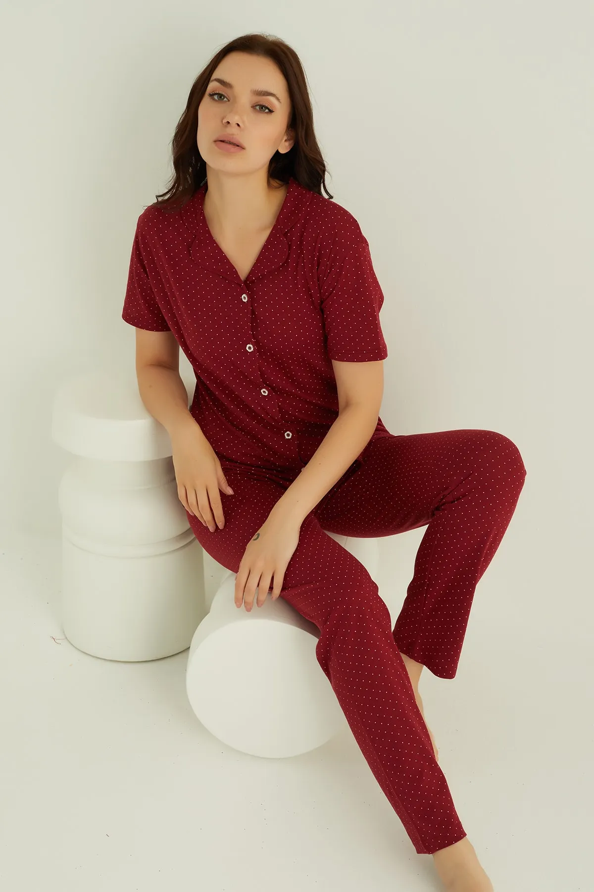ELİTOL  Pyjama-Set aus Baumwolle mit Knöpfen