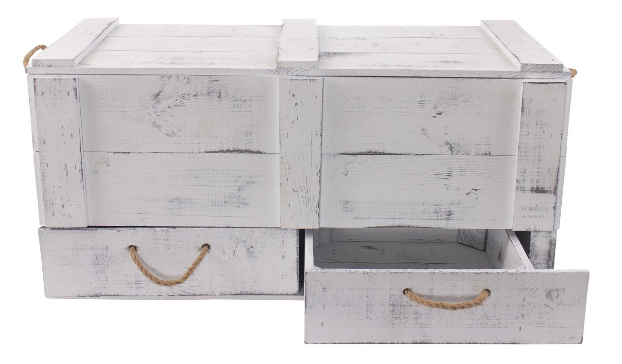 Kistenkolli Altes Land Allzweckkiste grosse shabby weiss Holztruhe Kalle mit Schubladen und Deckel