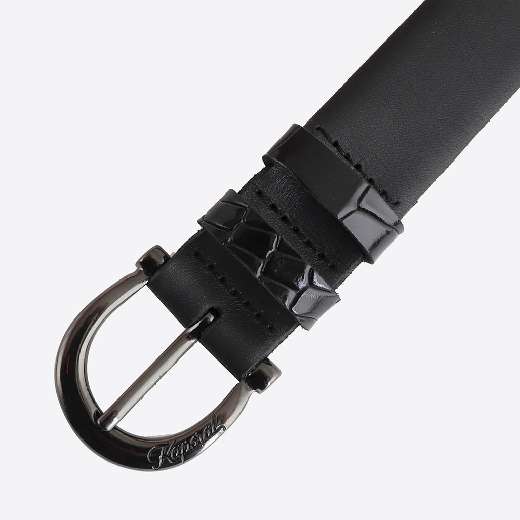 LUSKA  Ceinture en cuir noir Femme