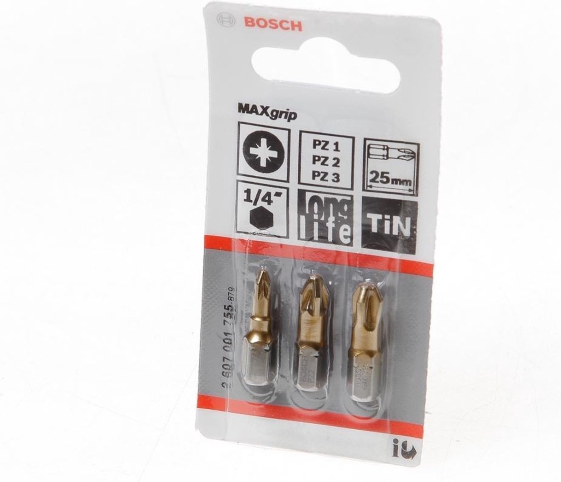 Bosch Blue Accessories 2607001755 3-delni komplet vijačnih nastavkov Maxgrip PZ1-PZ2-PZ3, 25 mm