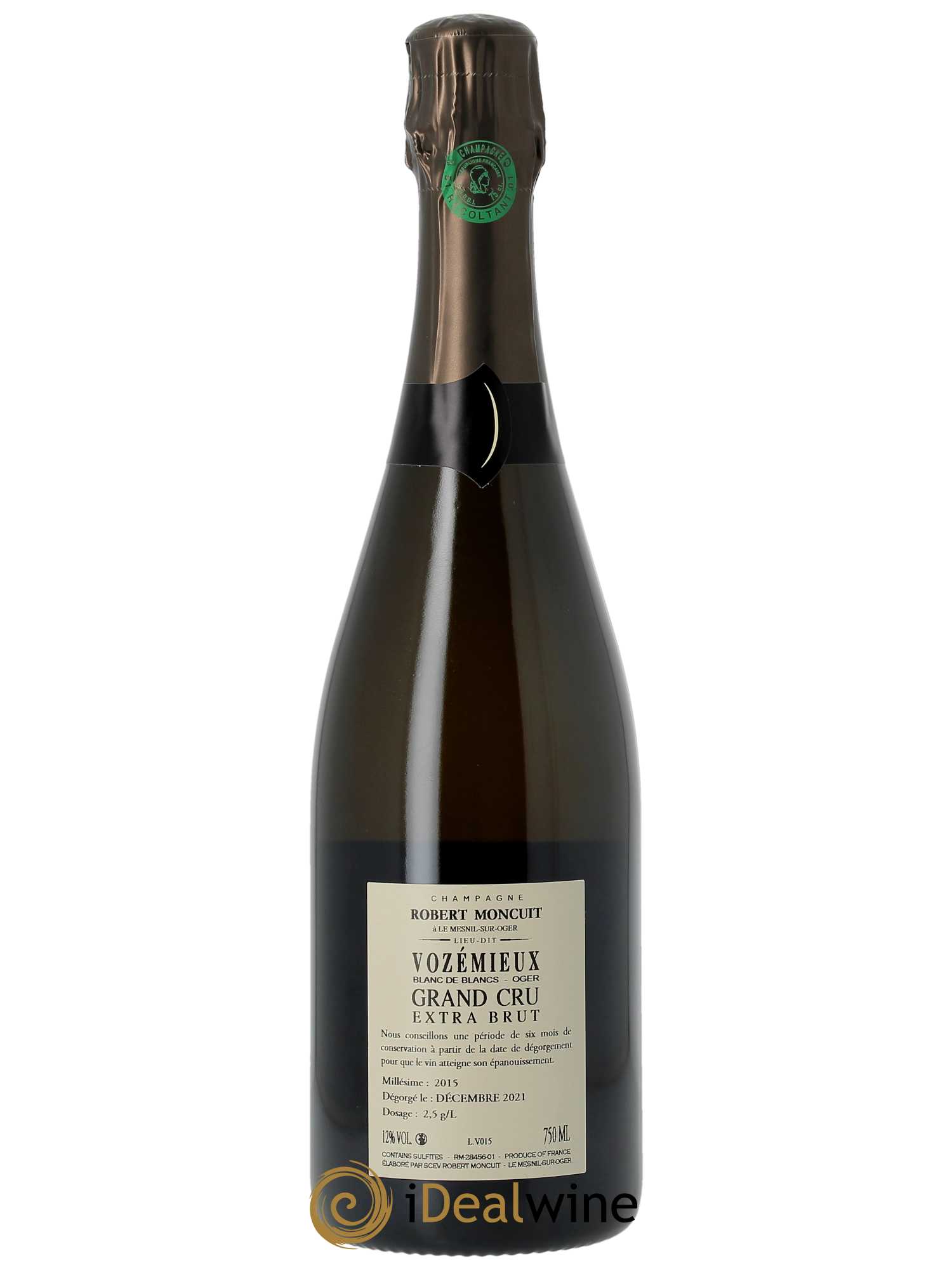 Vozémieux Blanc de Blancs Grand Cru Extra Brut Robert Moncuit  2015 - Lot de 1 Bouteille
