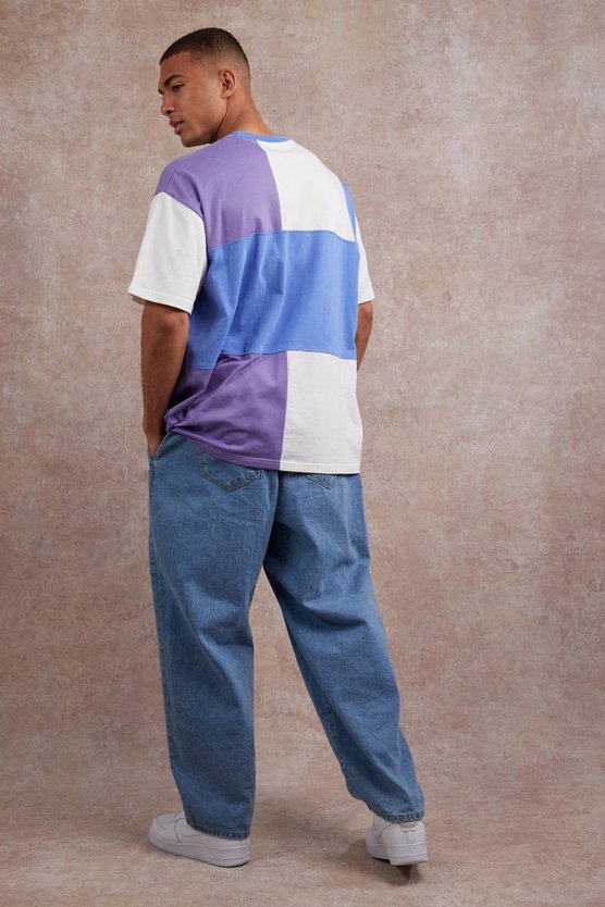 Oversize Patchwork T-Shirt mit Print