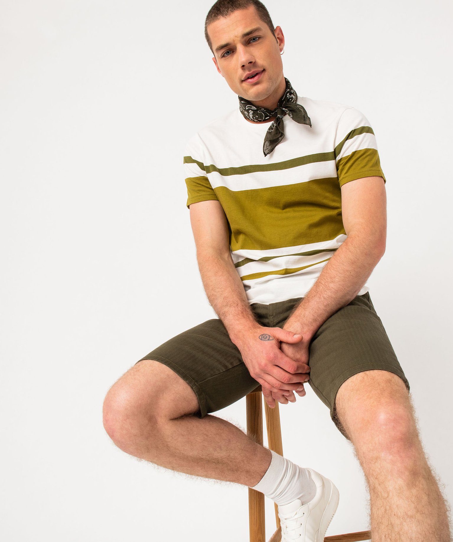 Bermuda coupe chino en coton stretch homme kaki | GEMO