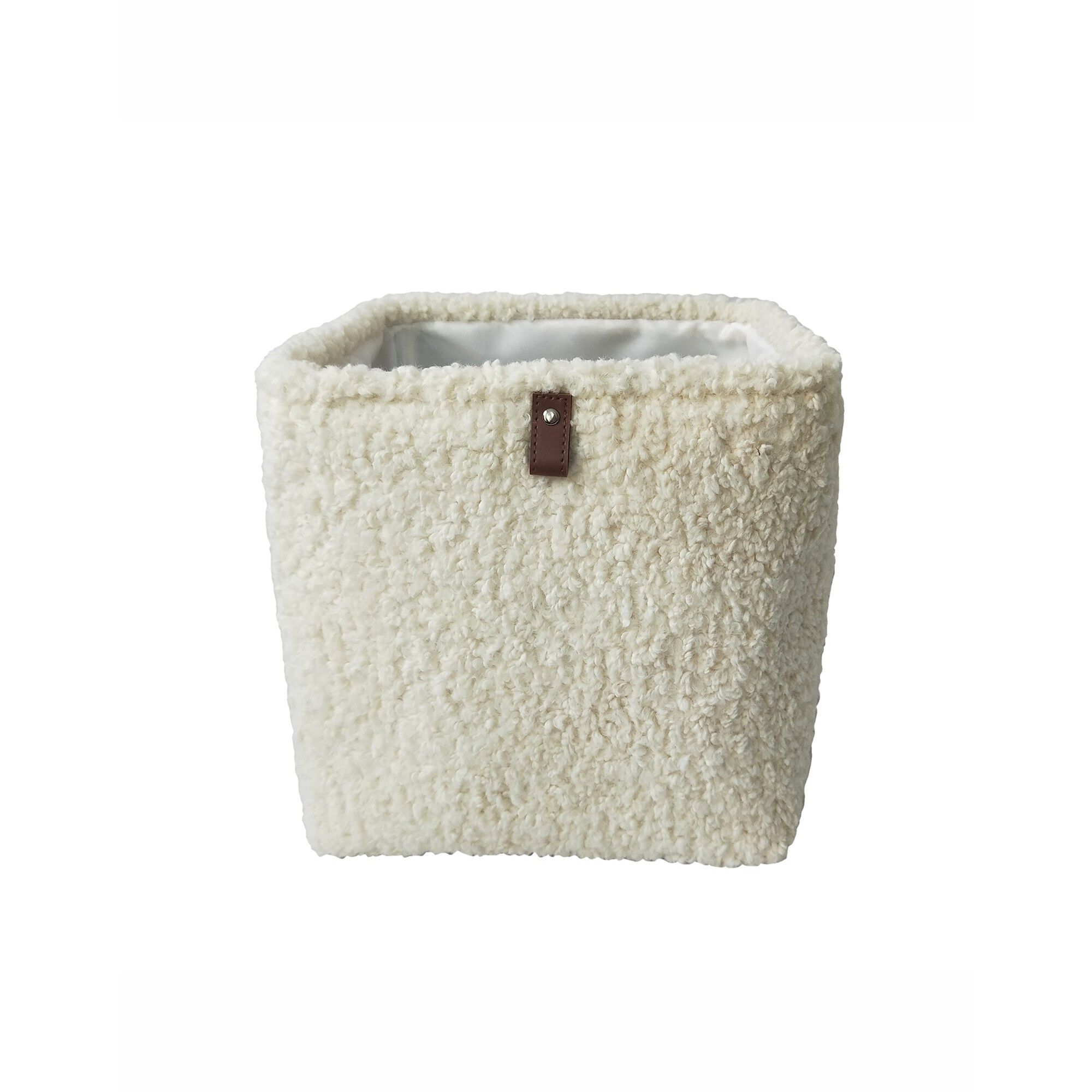 Panier rangement carré en bouclette sherpa