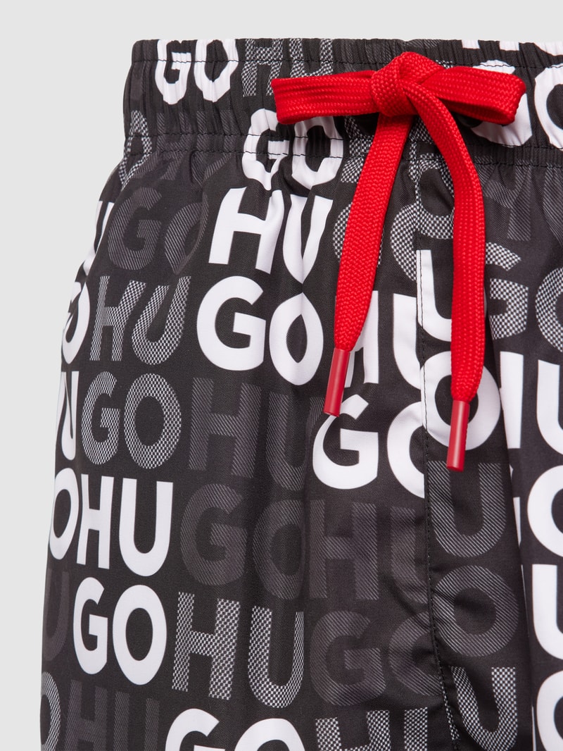 Badehose mit Label-Muster Modell 'FAME' in schwarz