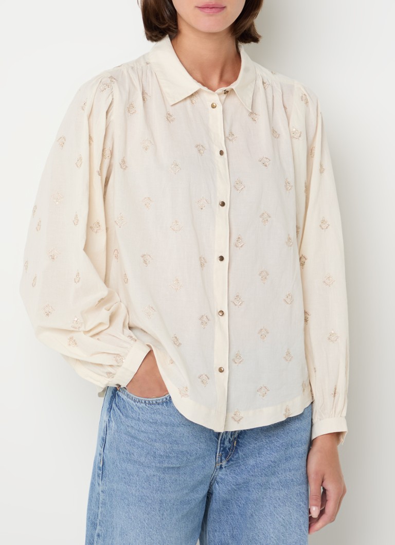 Summum Blouse with embroidery and balloon sleeve