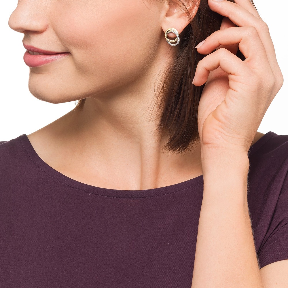 FAVS Boucles d'oreilles à fermoir à poussette 375 Or jaune, 375 Or blanc Boucles d'oreilles