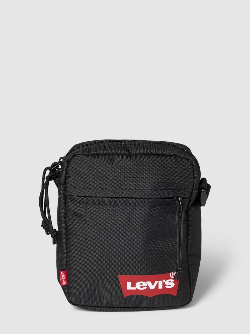 Umhängetasche mit Label-Print in schwarz