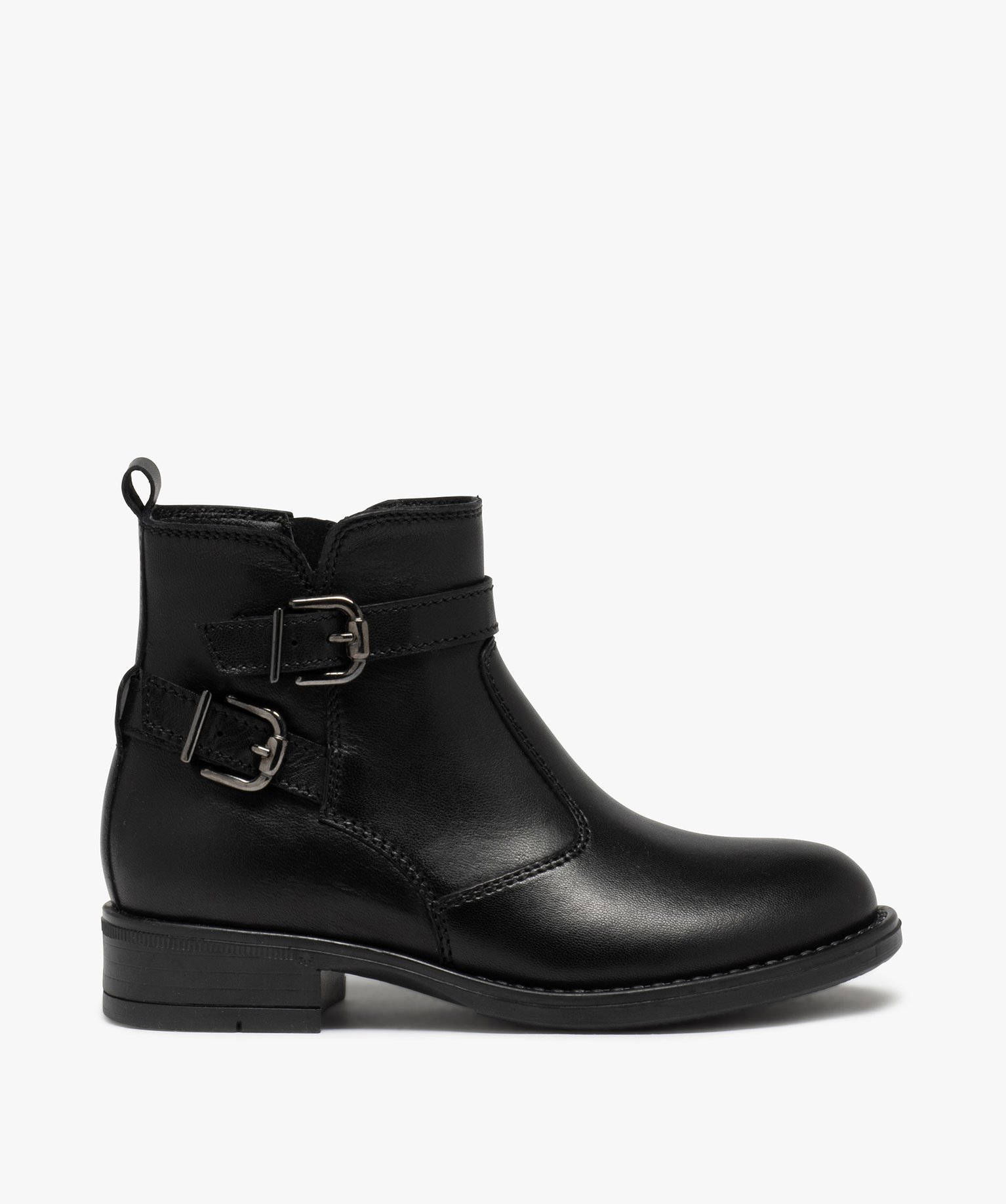 Boots fille dessus cuir uni à bride décorative | GEMO