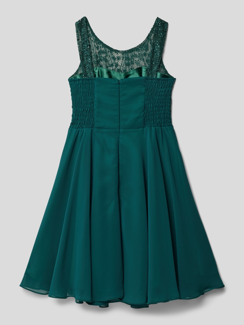 Kleid mit Stola in dunkelgrün