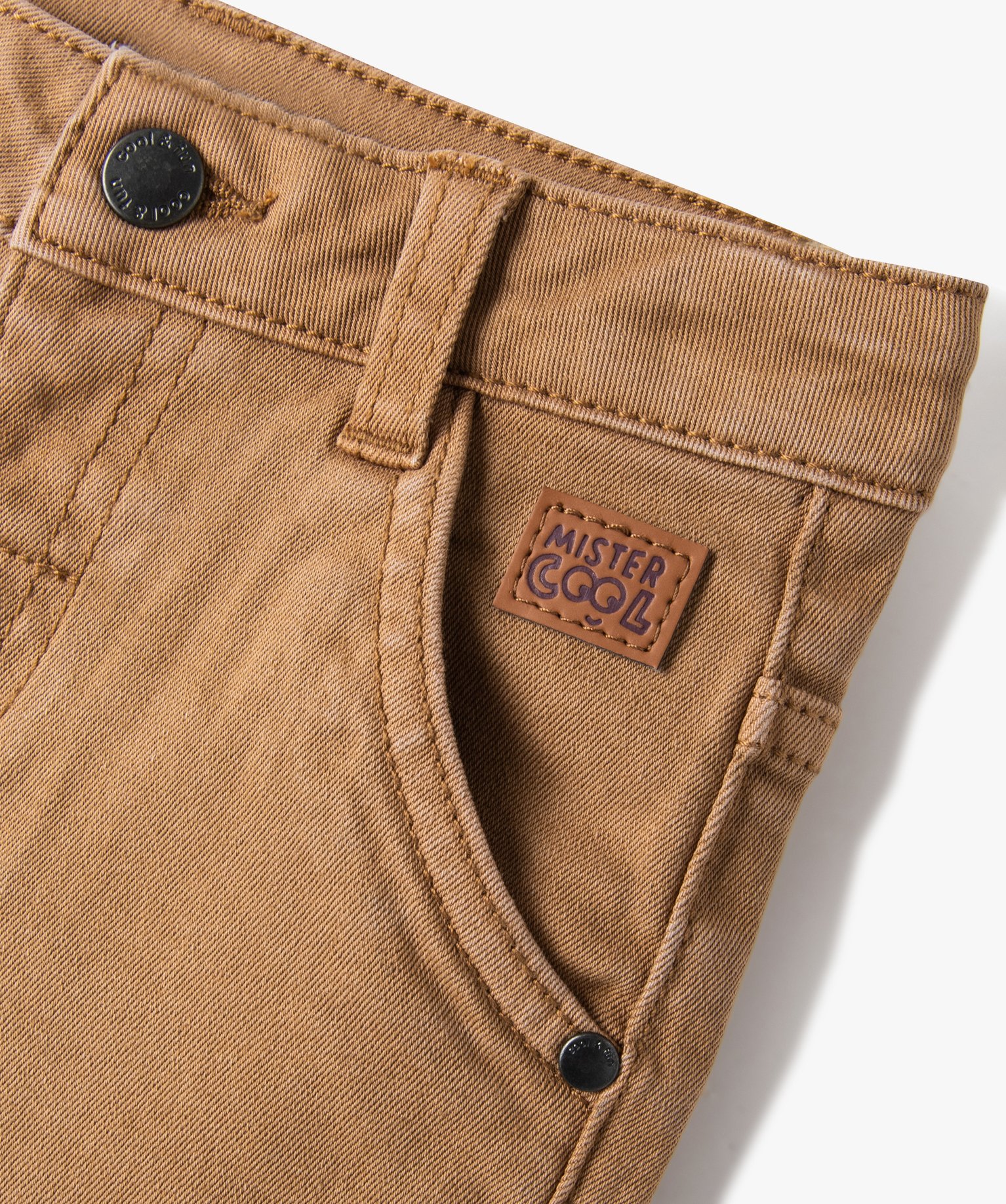 Short bébé Garçon slim en toile extensible unie marron | GEMO