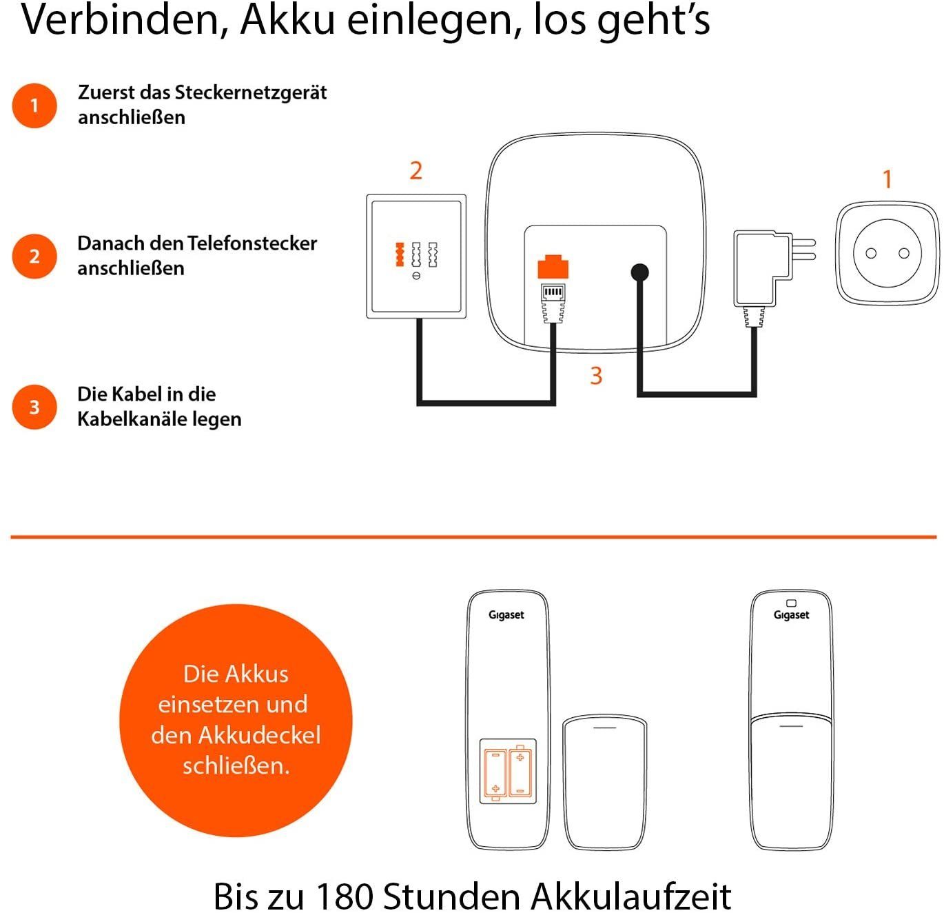 Gigaset Gigaset AS690A Trio - 3 Schnurlose Telefone mit Anrufbeantworter Schnurloses DECT-Telefon (Mobilteile: 3, Freisprechen & Anrufschutz & einstellbare Klangprofile)