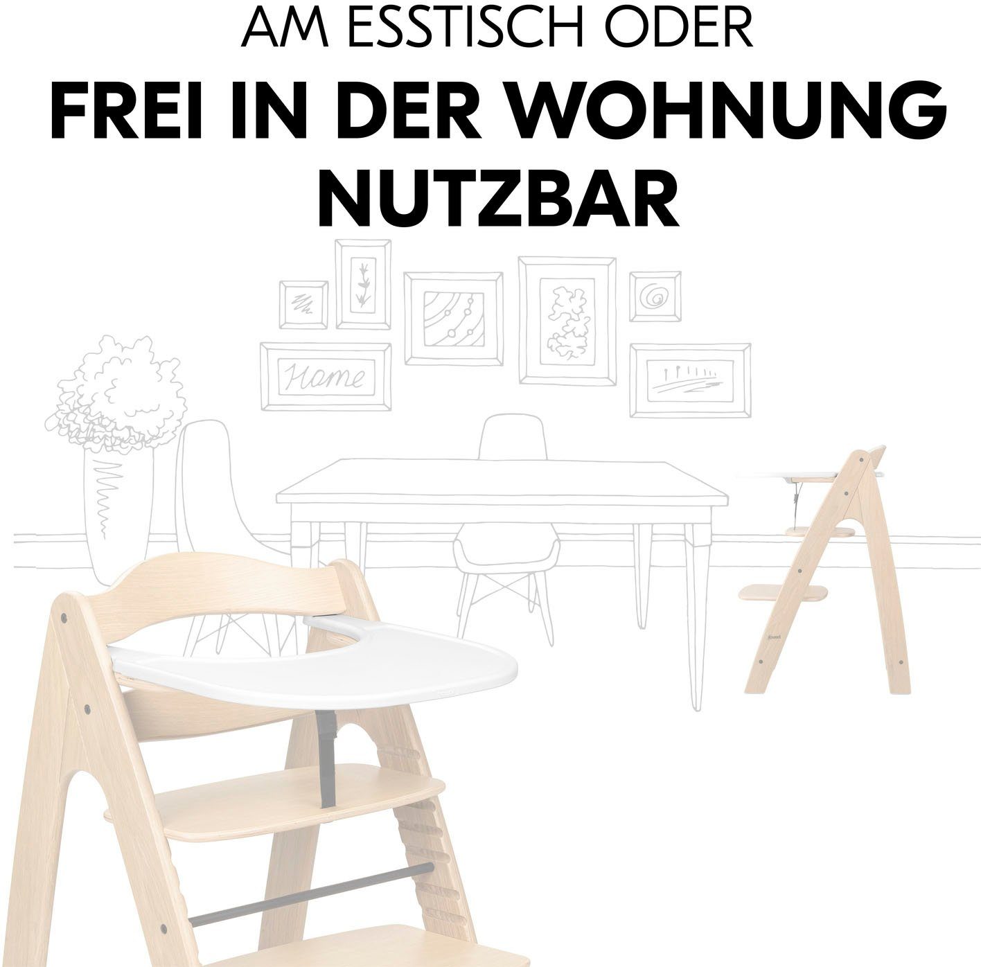 Hauck Hochstuhltablett Arketa Click Tray, White, Kunststoff, aus recyceltem Material