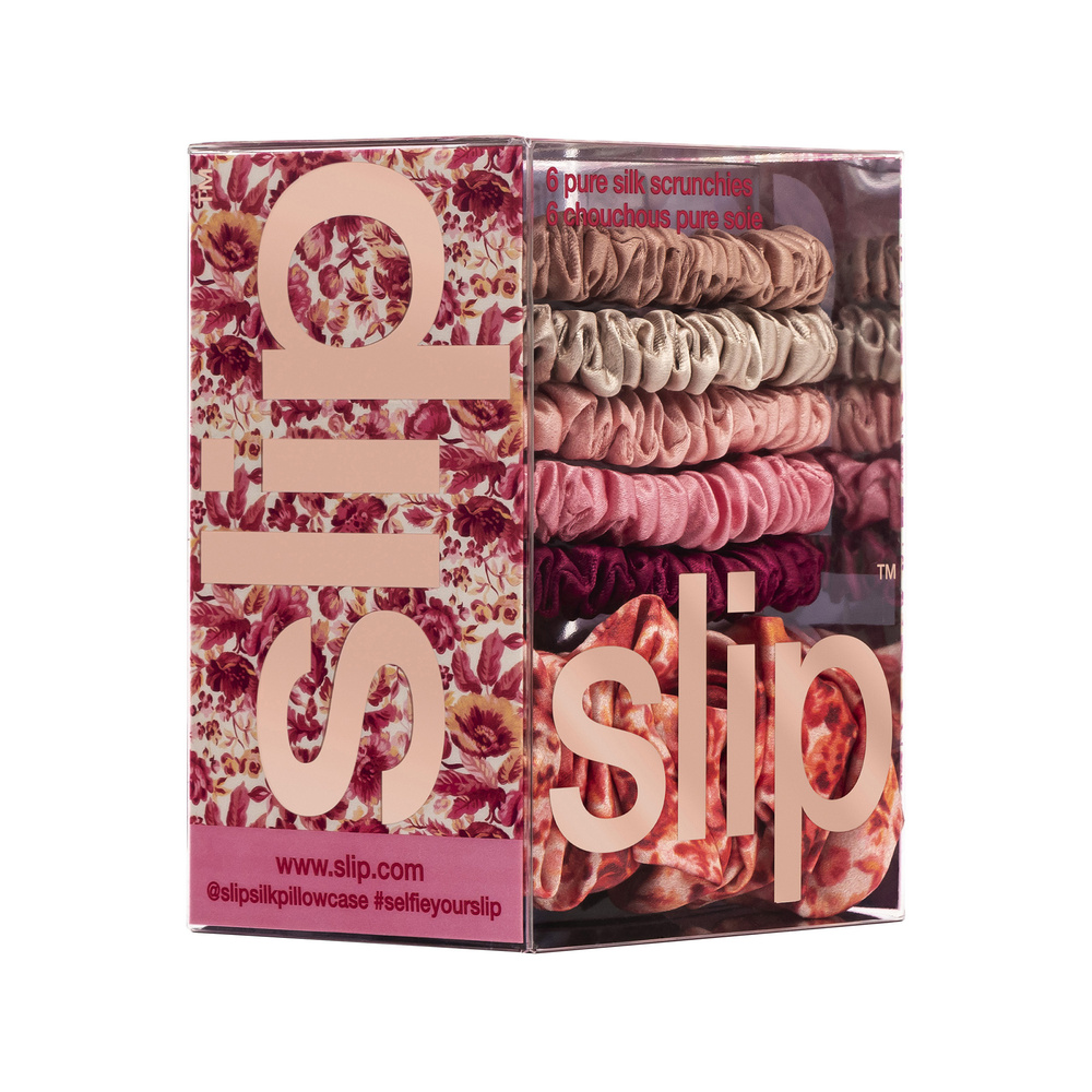 slip slip pure silk scrunchies - flora set chouchous skinny