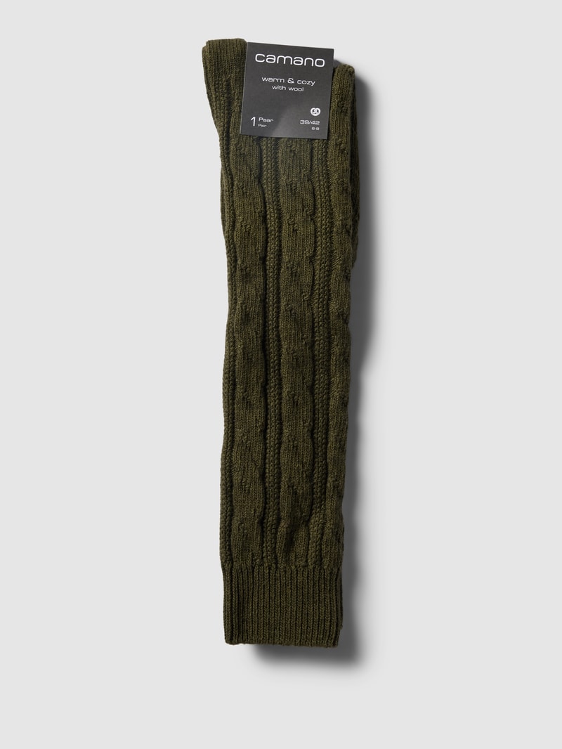 Socken mit Strukturmuster in olivgrün meliert